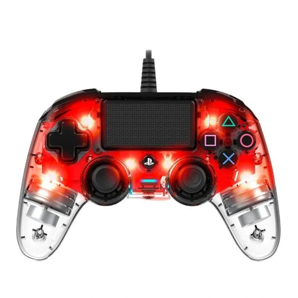 Nacon Mando oficial PS con cable transparente/rojo